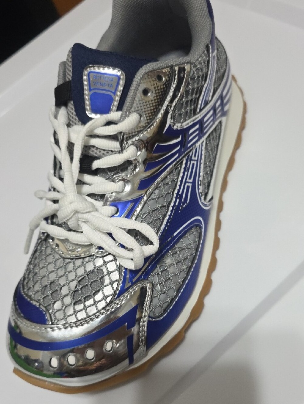 Bottega Veneta Silver & Blue Sneakers - Picture 7 of 10